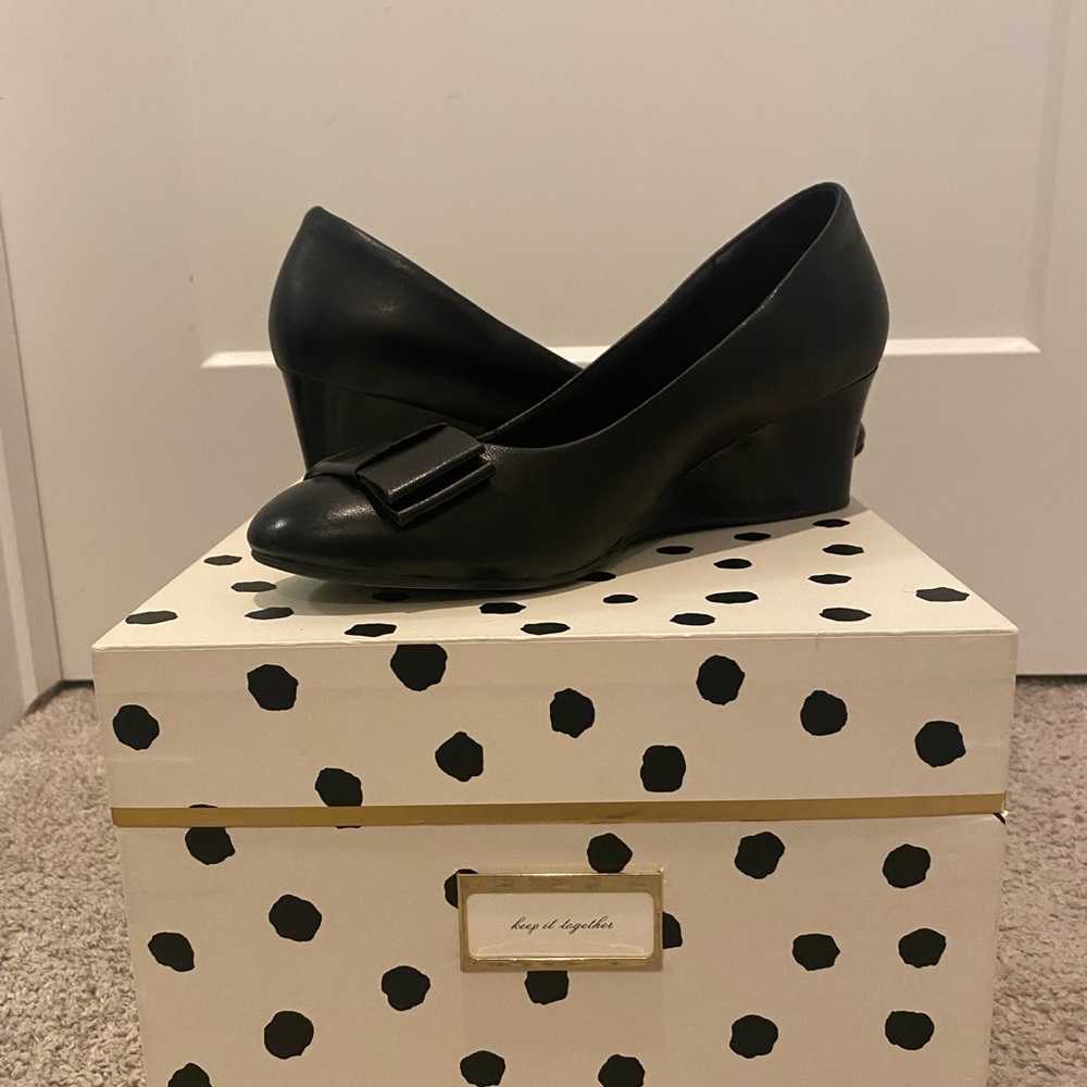 Rockport AdiPRENE by Adidas Black Wedge Shoes with Tassel Detail